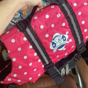 Paws aboard pink white polkadot, Doggie lifevest swim vest
